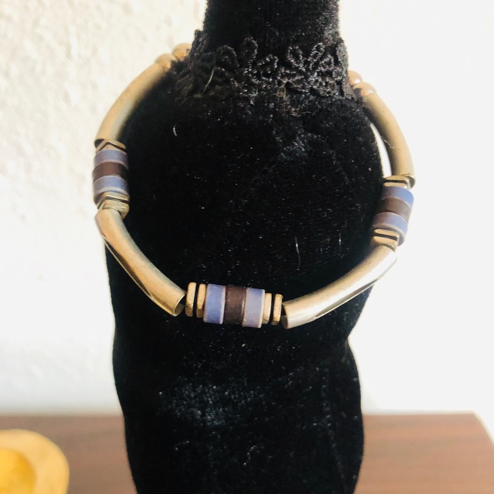 Silver and Blue Bracelet. Measures 7.5 in